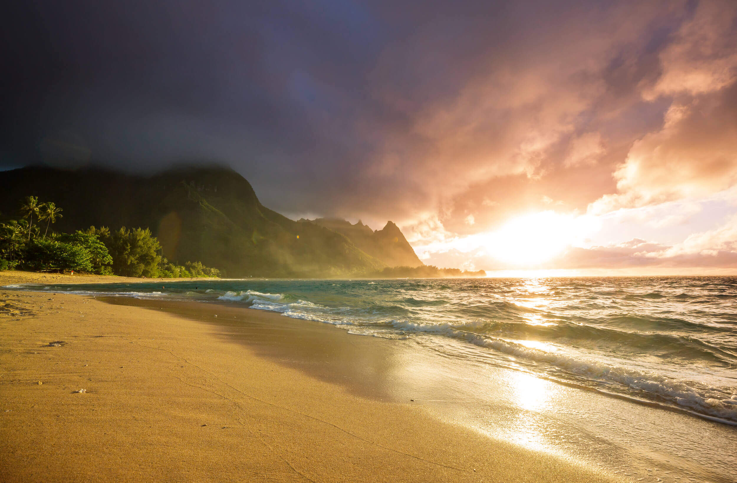 Beach at sunrise in Costa Rica.