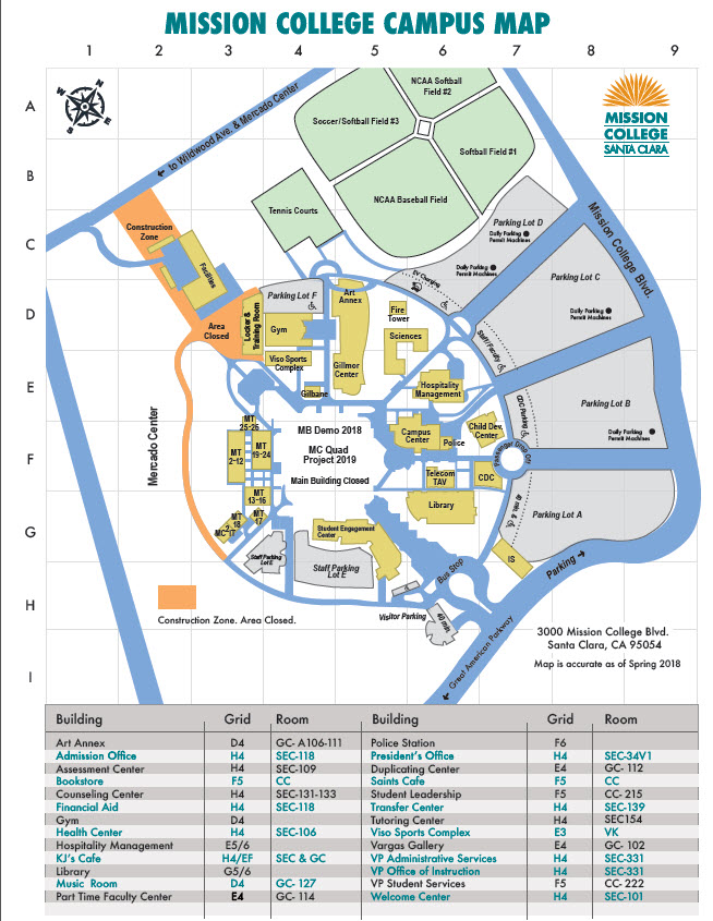 Mission College Campus Map
