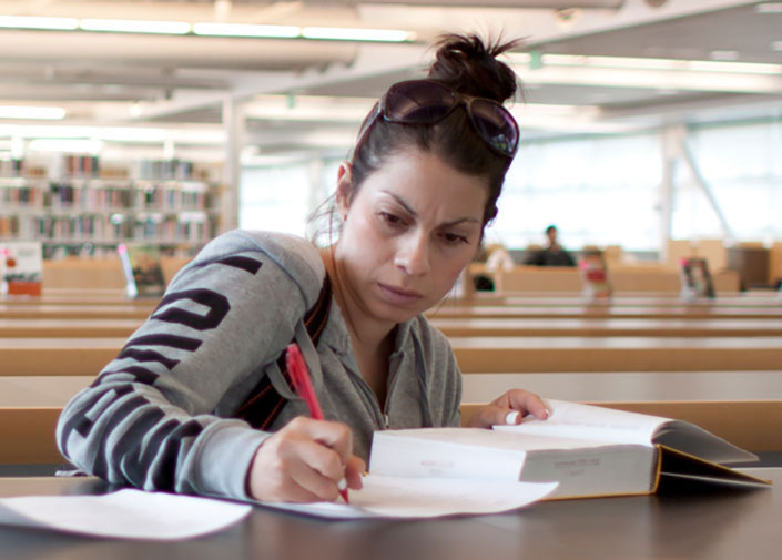 Student in Library