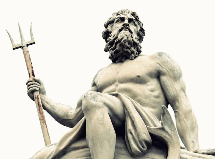 Statue of Neptune holding a trident.