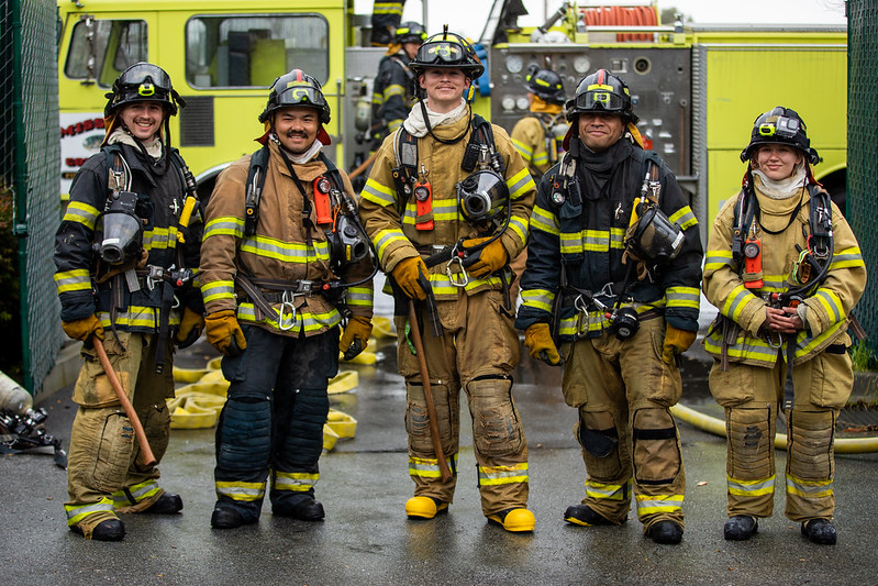 Firefighter students training