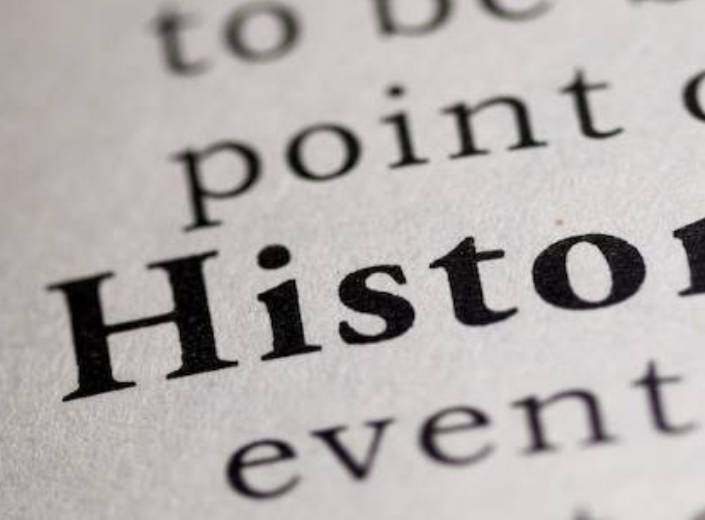 History is written on a page of text. 