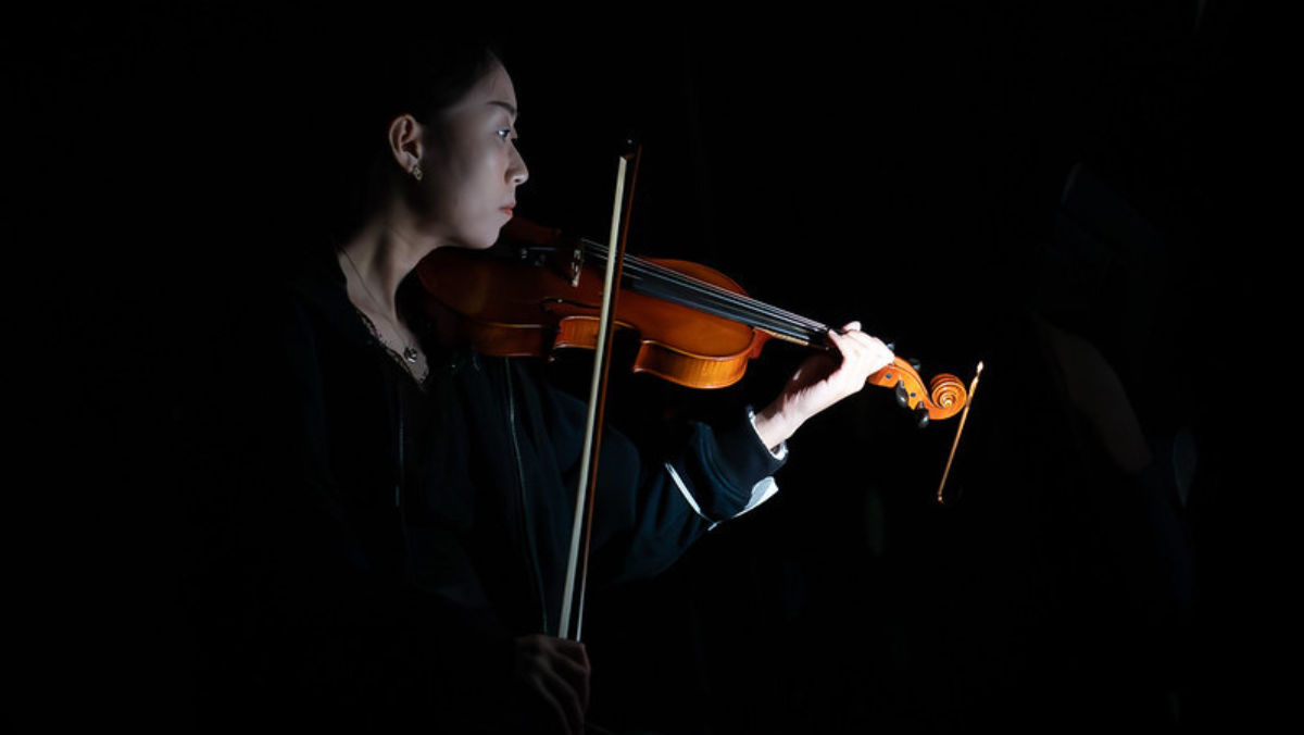 Student playing violin