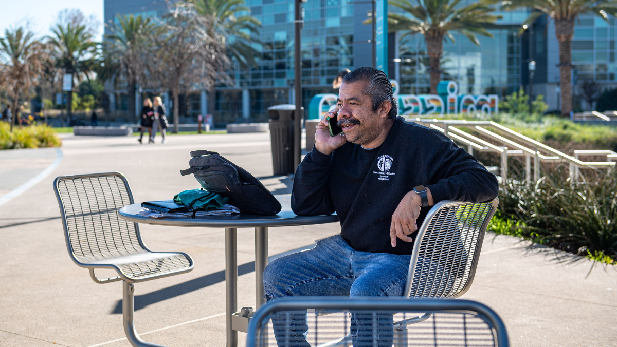 Student talking on phone