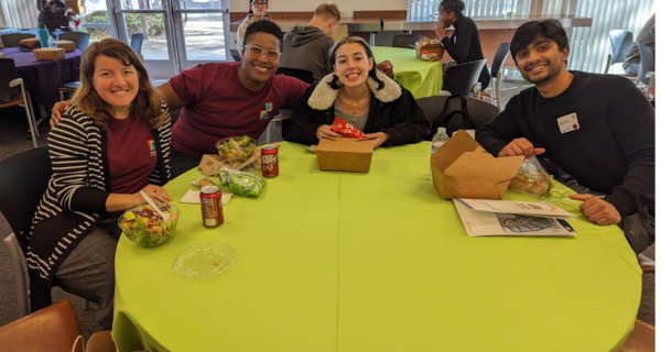 Students sitting in lounge 
