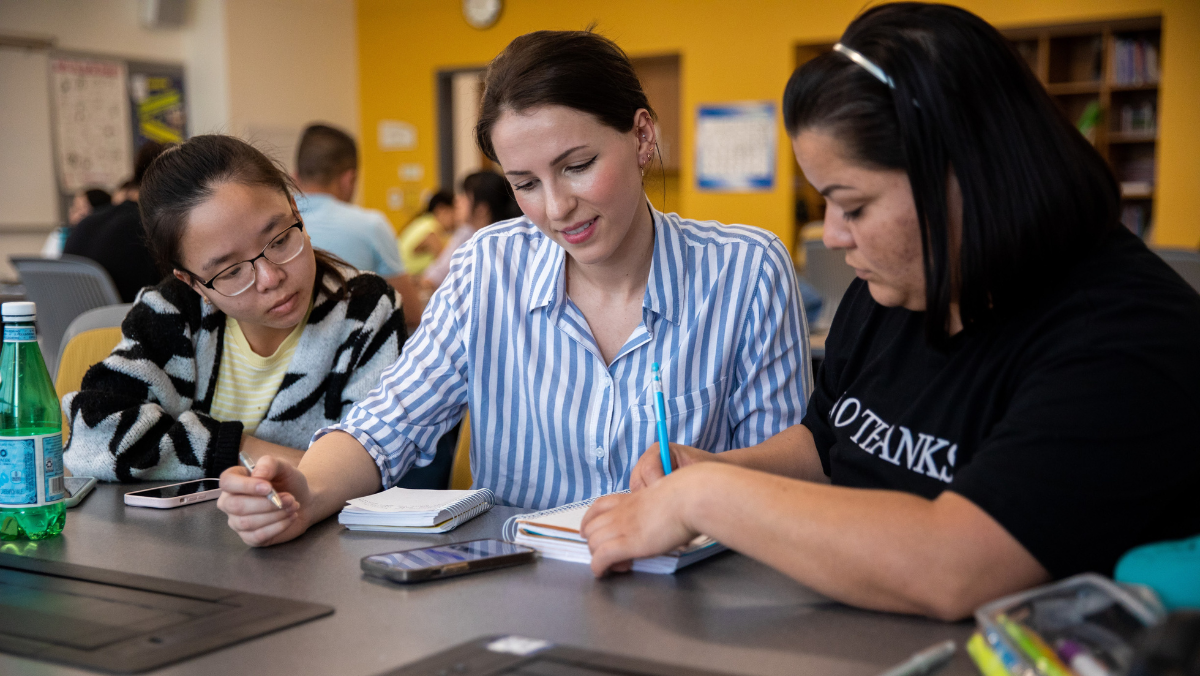 Students working in a classroom 