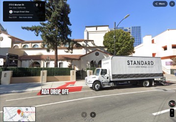 Street view in front of building