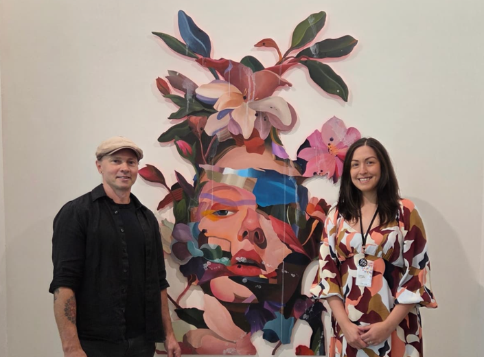 Art gallery presentation with artist