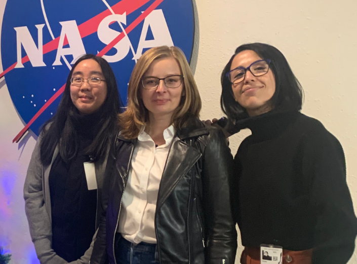 Students in front of NASA sign