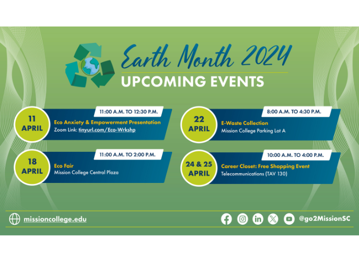 Schedule of events for Earth Month