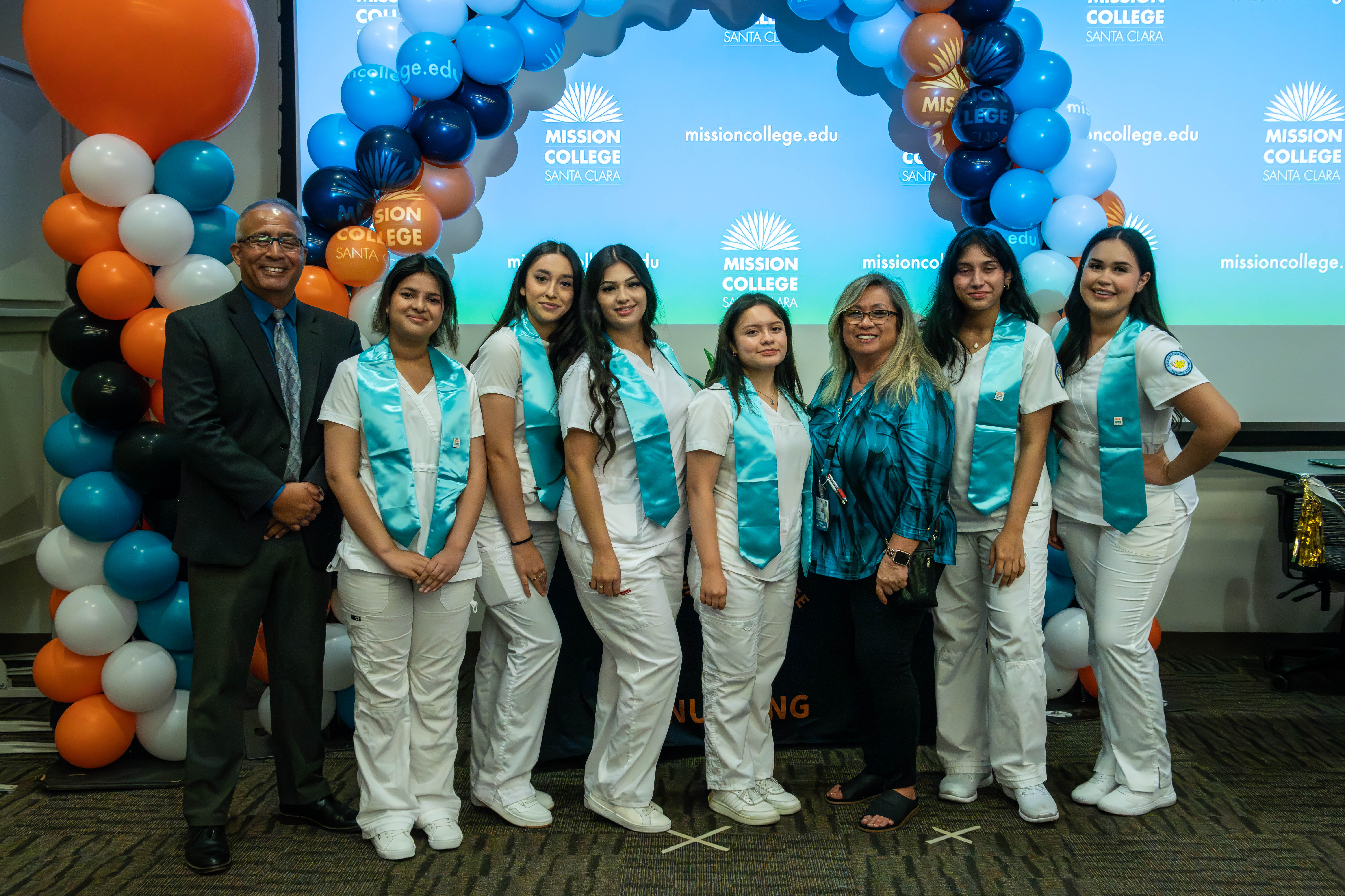 Nursing students at graduation ceremony